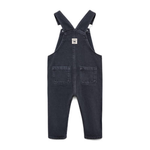 Mango Kids tuinbroek marine Blauw Meisjes Katoen Vierkante hals Effen 86