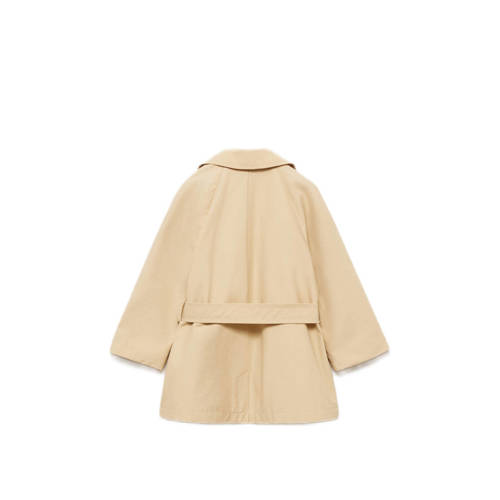 Mango Kids coat zomer zand Jas Beige Meisjes Katoen Klassieke kraag Effen 80
