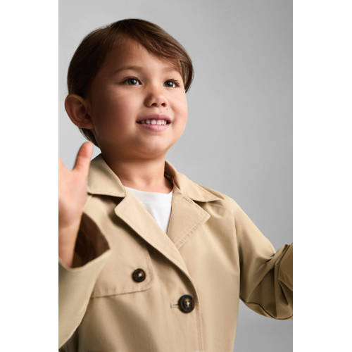 Mango Kids coat zomer zand Jas Beige Meisjes Katoen Klassieke kraag Effen 80