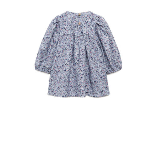 Mango Kids A-lijn jurk met all over print blauw Meisjes Katoen Ronde hals 92