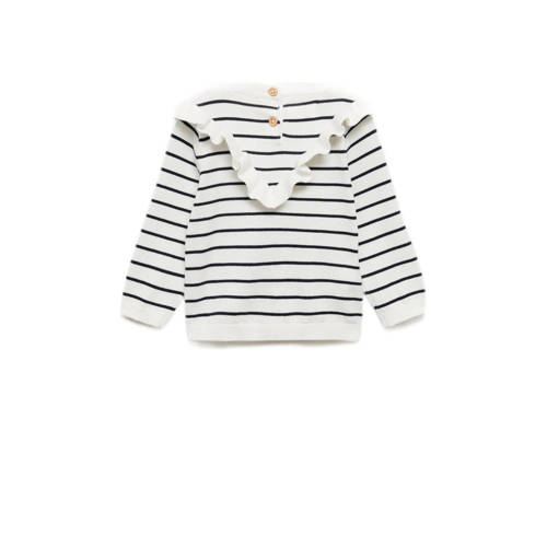 Mango Kids gebreide trui wit Meisjes Katoen Ronde hals Streep 80