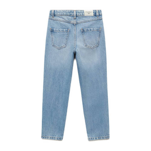 Mango Kids mom jeans light blue denim Blauw Effen 128