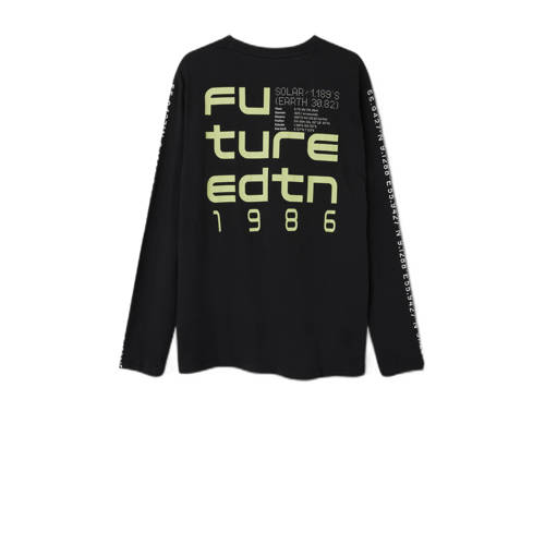 name it KIDS longsleeve NKMNONO met backprint zwart geel Jongens Sweat Ronde hals 116