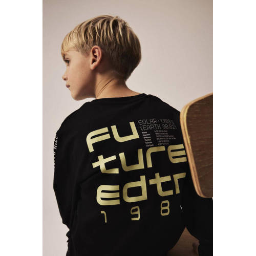 name it KIDS longsleeve NKMNONO met backprint zwart geel Jongens Sweat Ronde hals 116
