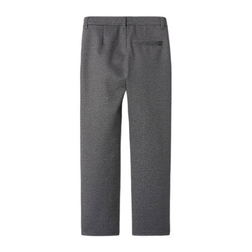 name it KIDS geruite slim fit broek NKMSILAS grijsbruin Jongens Polyester 140