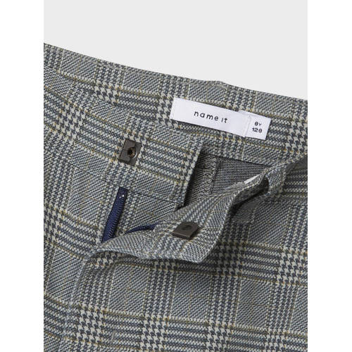 name it KIDS geruite slim fit broek NKMSILAS beige grijs Jongens Polyester 152