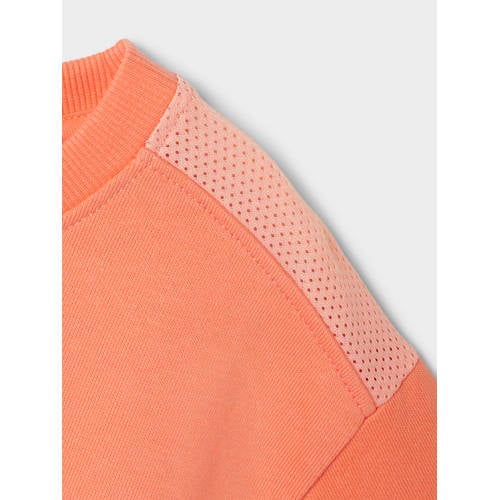 name it KIDS sweater NKFNONNA met tekst koraaloranje Tekst 116