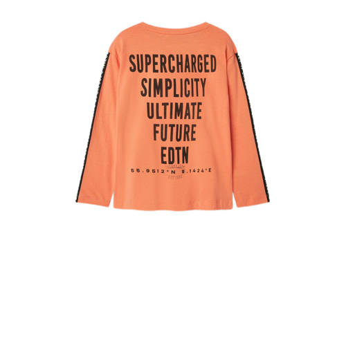 name it KIDS longsleeve NKMNONO met backprint koraaloranje zwart Jongens Sweat Ronde hals 116