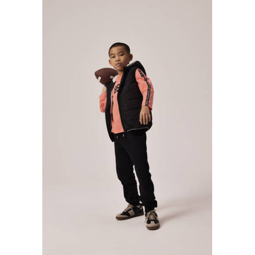 name it KIDS longsleeve NKMNONO met backprint koraaloranje zwart Jongens Sweat Ronde hals 116