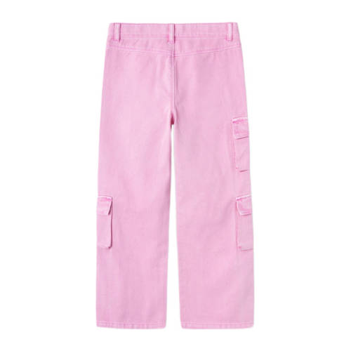 name it KIDS wide leg broek NKFROSE roze Meisjes Katoen Effen 122