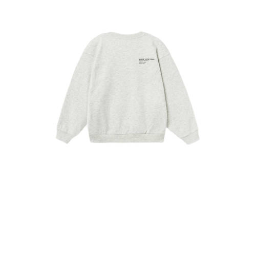 name it KIDS sweater NKFNAKONN met tekst lichtgrijs melange Tekst 116