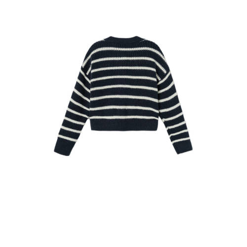 name it KIDS gestreept vest NKFVERONJA donkerblauw ecru Meisjes Acryl Ronde hals 134 140