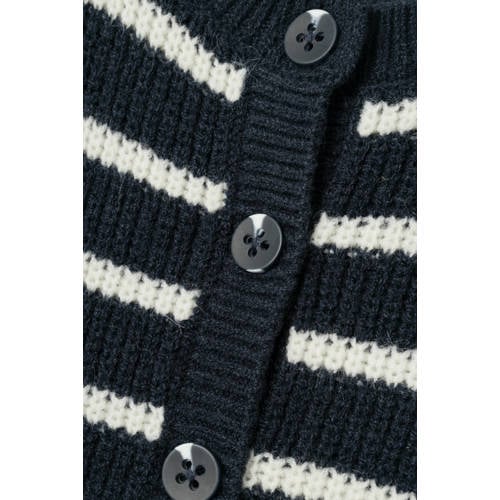 name it KIDS gestreept vest NKFVERONJA donkerblauw ecru Meisjes Acryl Ronde hals 134 140