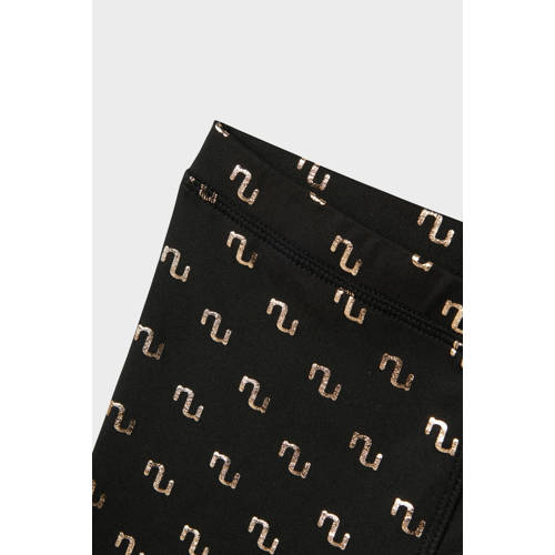 name it KIDS flared broek NKFNIKANEL met all over print zwart goud Meisjes Polyester 116