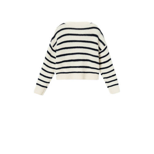 name it KIDS gestreept vest NKFVERONJA ecru zwart Meisjes Acryl Ronde hals 116