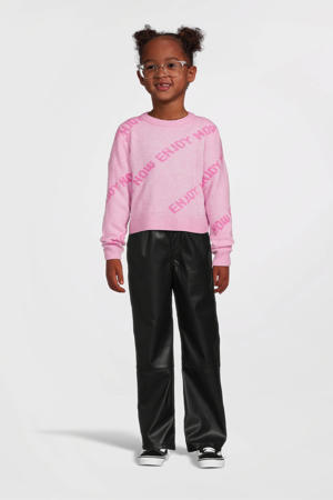 imitatieleren wide leg broek NKFNUPU zwart