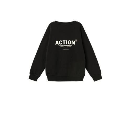 name it KIDS sweater NKMNEFIKS met printopdruk zwart Printopdruk 116