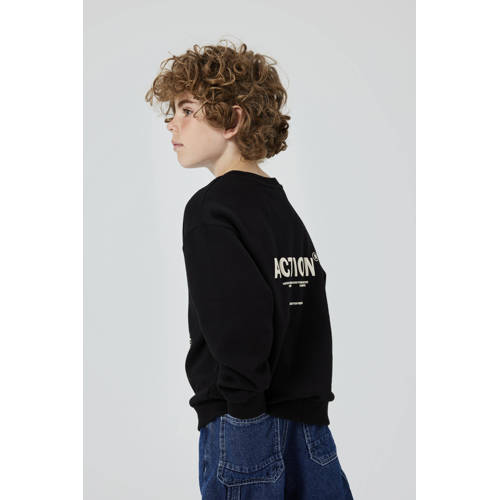 name it KIDS sweater NKMNEFIKS met printopdruk zwart Printopdruk 116