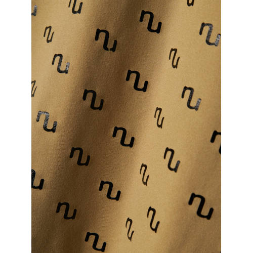 name it KIDS longsleeve NKFNIKANEL met all over print mosterd zwart Geel Meisjes Polyester Opstaande kraag 122 128