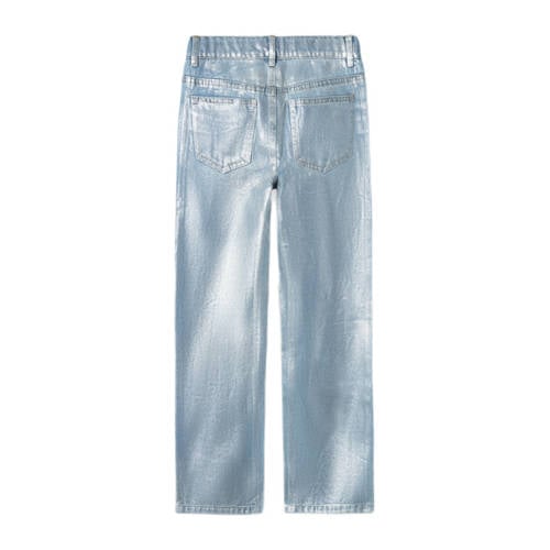 name it KIDS coated straight fit jeans NKFROSE light blue denim Blauw Effen 140