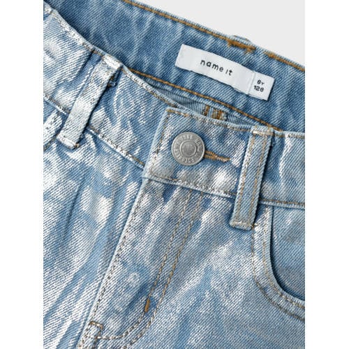 name it KIDS coated straight fit jeans NKFROSE light blue denim Blauw Effen 140