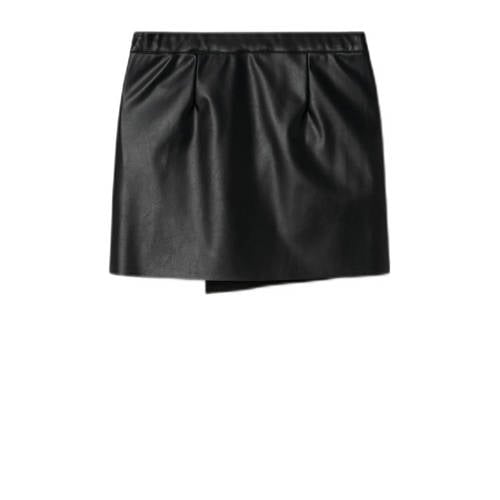 NAME IT KIDS imitatieleer imitatieleren rok zwart Effen