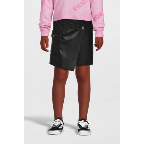NAME IT KIDS imitatieleer imitatieleren rok zwart Effen