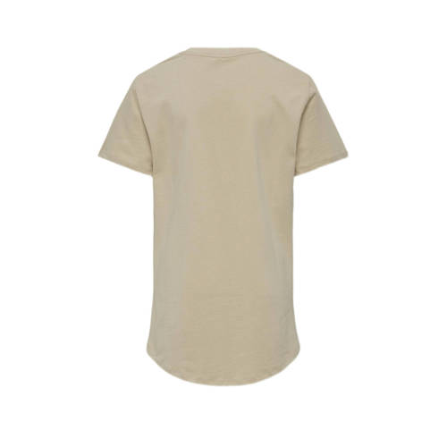 Only KIDS BOY T-shirt KOBNICK met tekst zand Beige Jongens Katoen Ronde hals 170 176