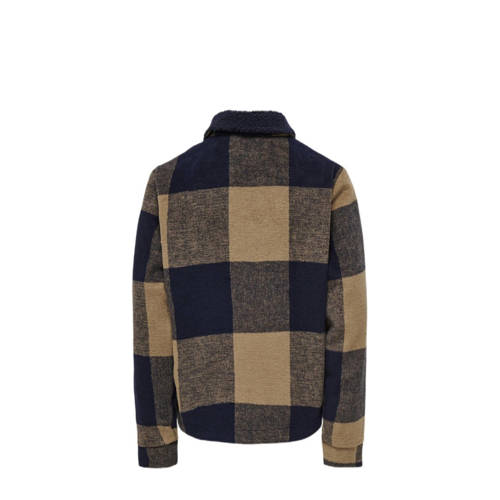 Only KIDS BOY overshirt KOBANDY met ruitprint beige zwart Overhemd Jongens Polyester Klassieke kraag 164