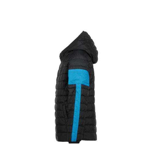 Messi jas Tiago zwart helderblauw Jongens Nylon Capuchon Meerkleurig 140