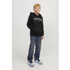 JACK & JONES JUNIOR hoodie JJECALEB VARSITY met logo zwart