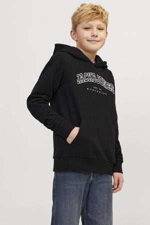 hoodie JJECALEB VARSITY met logo zwart