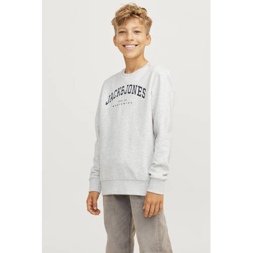 JACK & JONES JUNIOR sweater JJECALEB met logo wit melange Gemêleerd - maat 140 afbeelding
