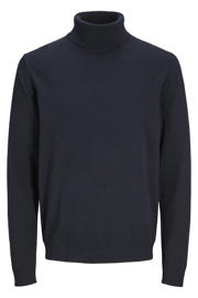 thumbnail: Donkerblauwe jongens JACK & JONES JUNIOR coltrui van katoen met effen, lange mouwen en gebreide details