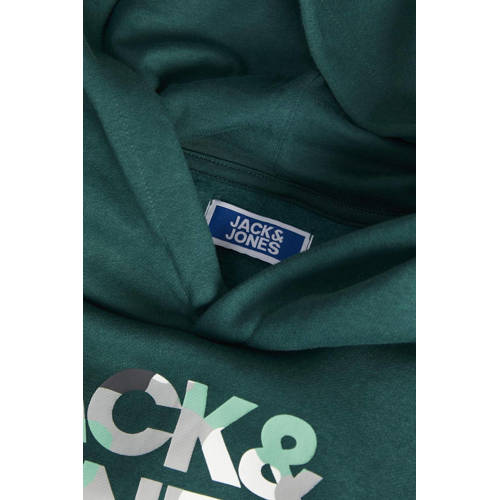 jack & jones JUNIOR hoodie met logo donkergroen Sweater Logo 140
