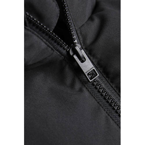 jack & jones JUNIOR gewatteerde jas zwart Jongens Polyester Capuchon Meerkleurig 140