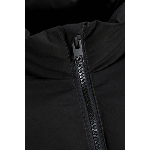 jack & jones JUNIOR gewatteerde jas olijfgroen zwart Jongens Polyester Opstaande kraag 140