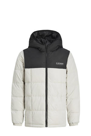 gewatteerde winterjas wit/zwart