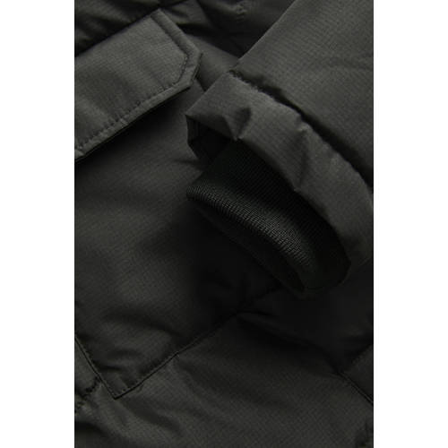 jack & jones JUNIOR gewatteerde jas zwart Jongens Polyester Capuchon Effen 152