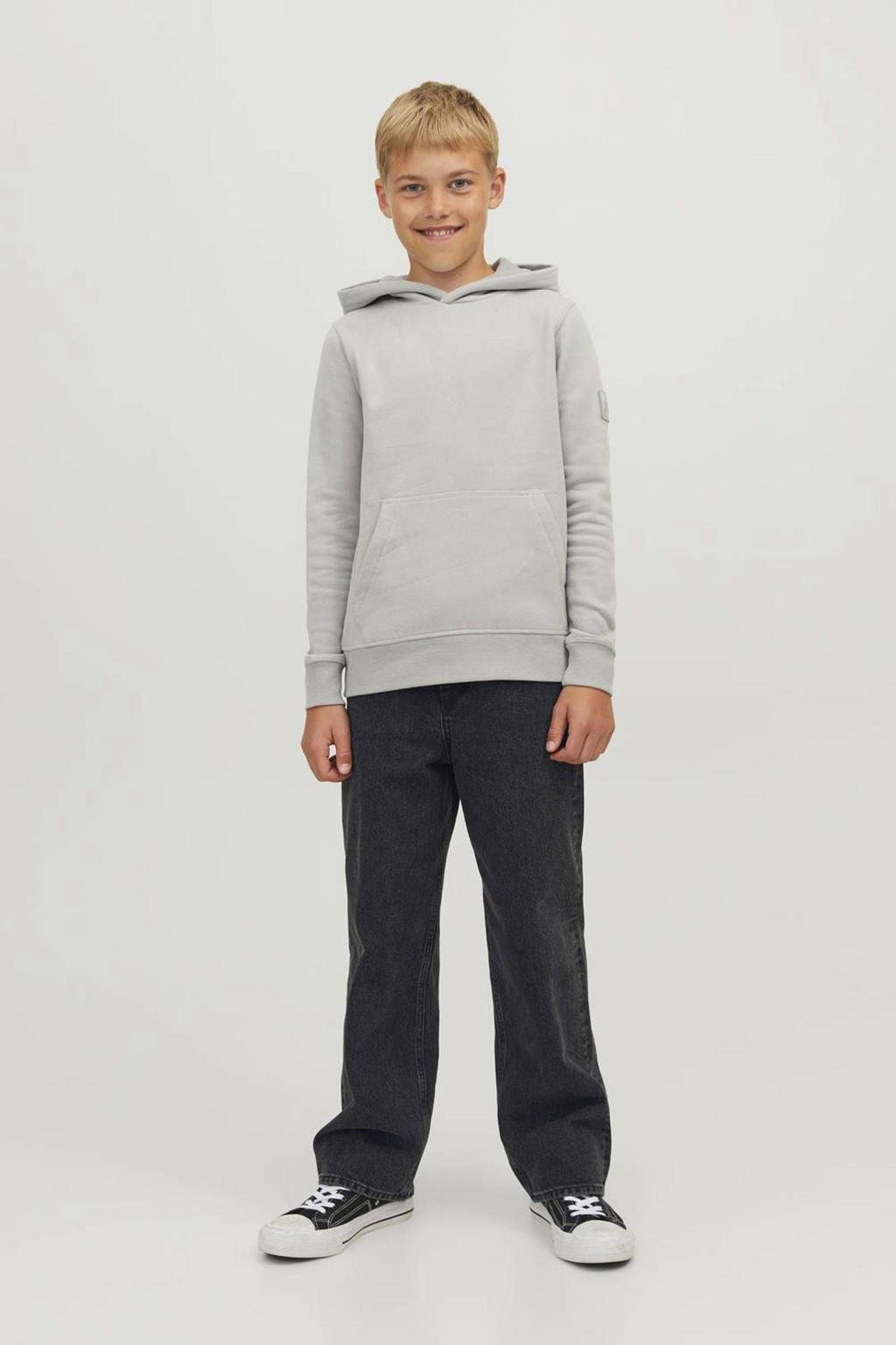 Black denim jongens JACK & JONES JUNIOR baggy fit jeans black van denim met high waist en effen