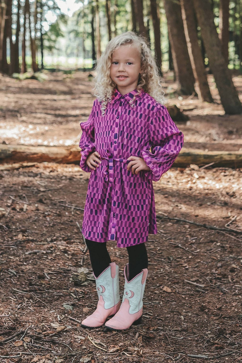 Your Wishes Meisjes Jurk 92 Geruite Jurk Paars/roze