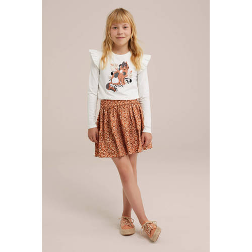 WE Fashion gestreepte longsleeve blanc Wit Meisjes Stretchkatoen Ronde hals 158 164