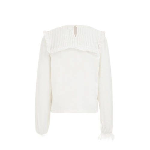 WE Fashion top wit Meisjes Katoen Ronde hals Effen 134 140