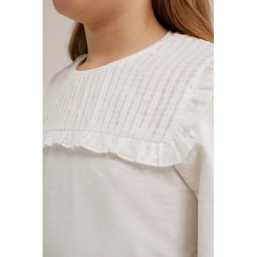 WE Fashion top wit Meisjes Katoen Ronde hals Effen 134 140