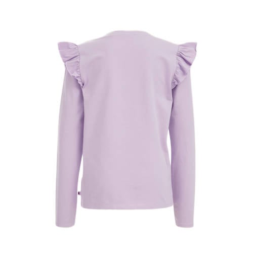 WE Fashion gestreepte longsleeve slate purple Paars Meisjes Stretchkatoen Ronde hals 110 116