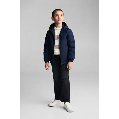 Mango Kids jas donkerblauw Jongens Polyester Capuchon Effen 116