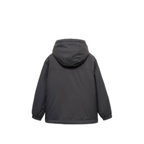 Mango Kids jas antraciet Grijs Jongens Polyester Capuchon Effen 116