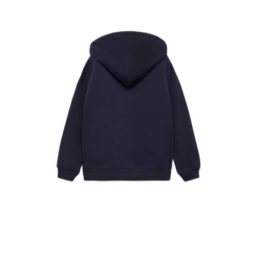 Mango Kids sweatvest donkerblauw Jongens Katoen Capuchon Effen 152