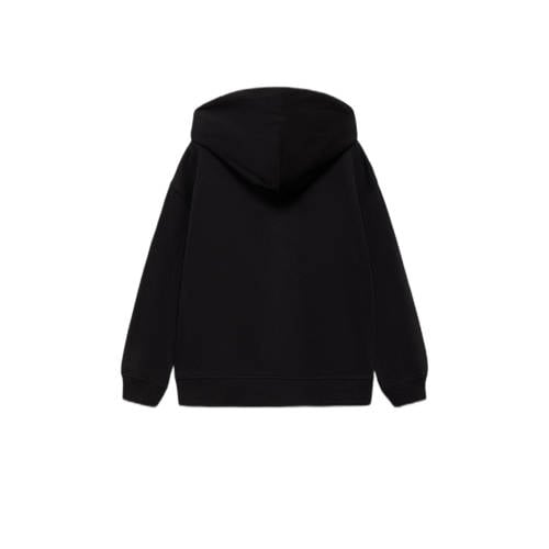 Mango Kids sweatvest zwart Jongens Katoen Capuchon Effen 128