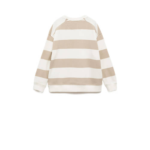 Mango Kids gestreepte sweater pastelbruin Ecru Streep 116